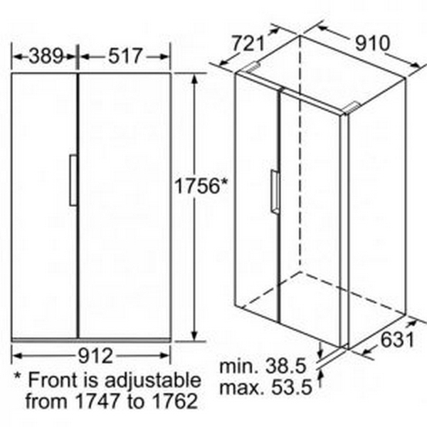 Tủ Lạnh Bosch KAN92VI35O 2 Cánh Side By Side - 661 Lít
