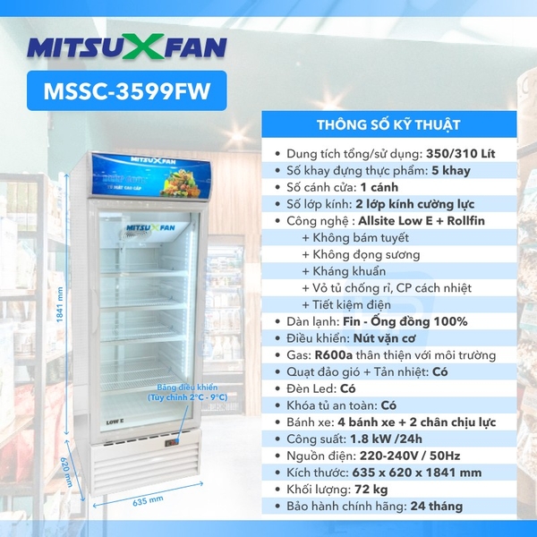 Tủ Mát Cao Cấp MITSUXFAN MSSC-3599FW- Hàng Chính Hãng - Điện máy HAPA