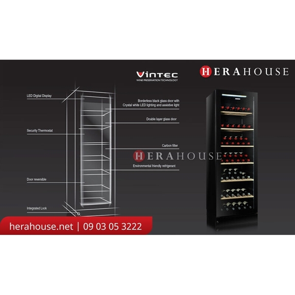 Tủ Bảo Quản Rượu Vang Electrolux Vintec V190SG2EBK 126 (170 chai rượu)