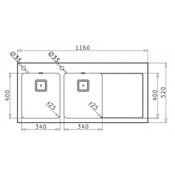 Chậu Rửa Chén Bosch - Pyramis HMH.109505130 CRYSTALON (116X52) 2B 1D
