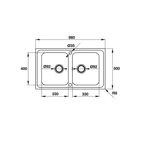 Chậu Rửa Chén Inox Hafele Inox 2 hộc 200mm 567.20.450