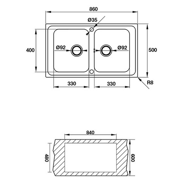Chậu Rửa Chén Inox Hafele - HELIAN 2B 565.86.351