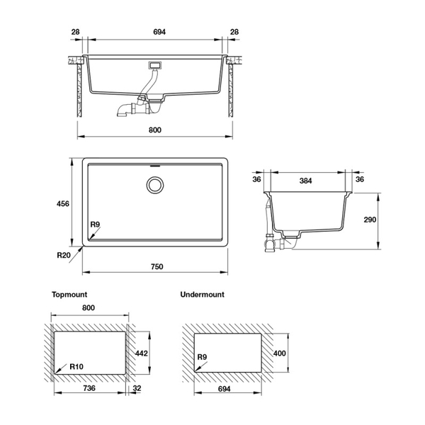 Chậu Rửa Chén Hafele HS-GS7545 570.30.300 - 570.30.500 - 570.30.800