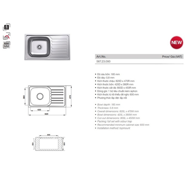 Chậu Rửa Chén Hafele HS-SSD8247 567.23.093