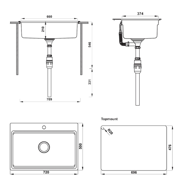 Chậu Rửa Chén Hafele HS20-SSN1S80 567.20.526