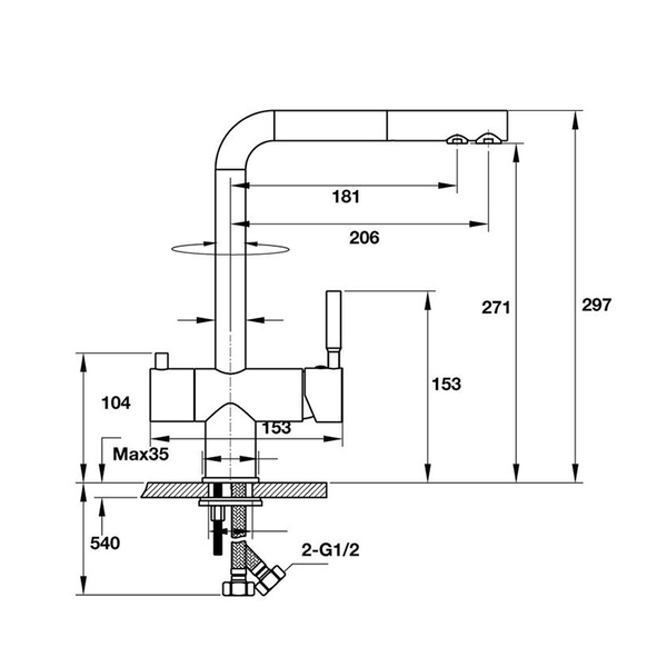 Vòi Rửa Chén Hafele HT19-CH2P271 570.51.060