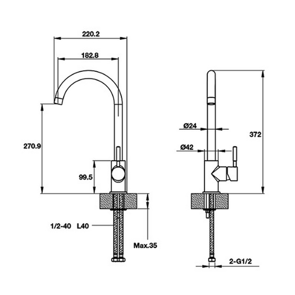 Vòi Rửa Chén Hafele HTG220 Silver 570.51.590