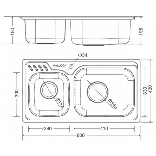 Chậu Rửa Chén Malloca MS 1003 NEW Hai Hộc Inox 304