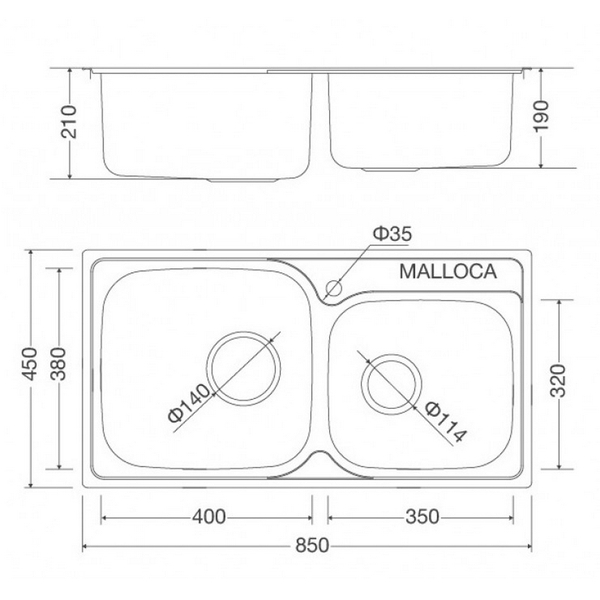 Chậu Rửa Chén Malloca MS 1011 NEW Inox 304