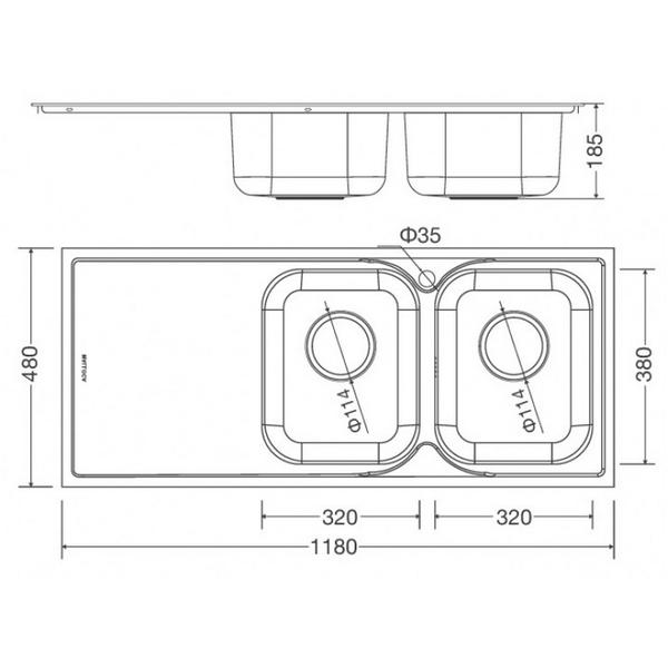 Chậu Rửa Chén Malloca MS 1026L Inox 304 2 Hộc Cánh Trái