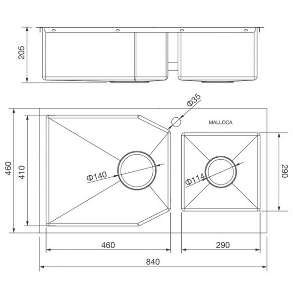 Chậu Rửa Chén Malloca MS 610A Hai Hộc Inox 304