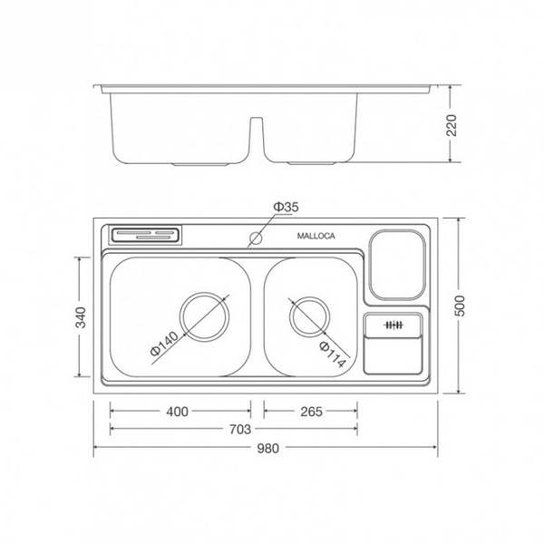 Chậu Rửa Chén Malloca MS 8809 Inox 304