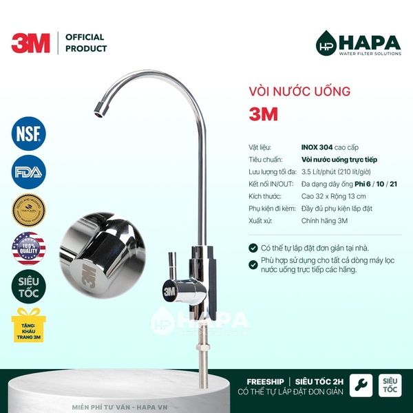 Vòi Nước Uống 3M Cao Cấp (Mẫu Mới) - Hàng Chính Hãng Nhập Khẩu