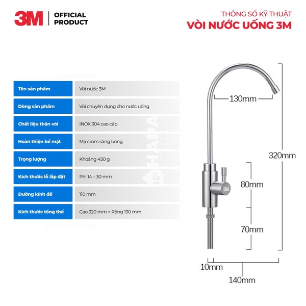 Vòi Nước Uống 3M Cao Cấp (Mẫu Mới) - Hàng Chính Hãng Nhập Khẩu
