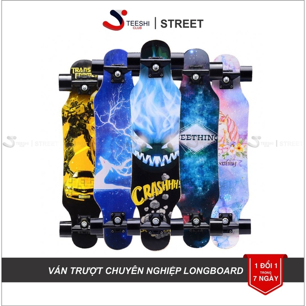 Ván trượt thể thao Longboard gỗ nhám 7 lớp, Khung hợp kim chịu lực. Phát sáng 4 bánh ( bảo hành 1 đổi 1 trong 7 ngày )
