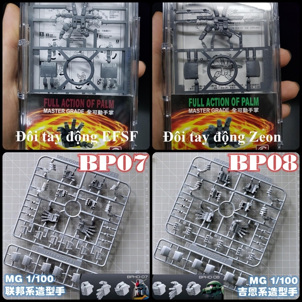 Phụ kiện 1/100 hand ver.ka 01 bàn tay động - Tĩnh cho mô hình gundam MG