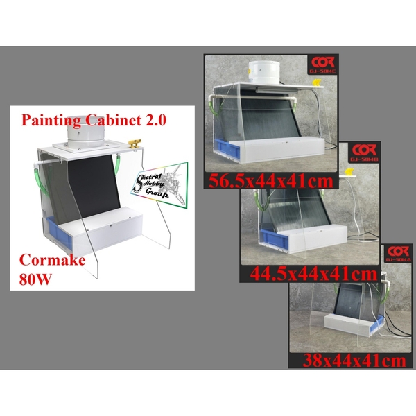 Hộp hút mùi sơn thác rèm nước cho mô hình 80W - Water spray box CorMake 2.0 (inbox trước)