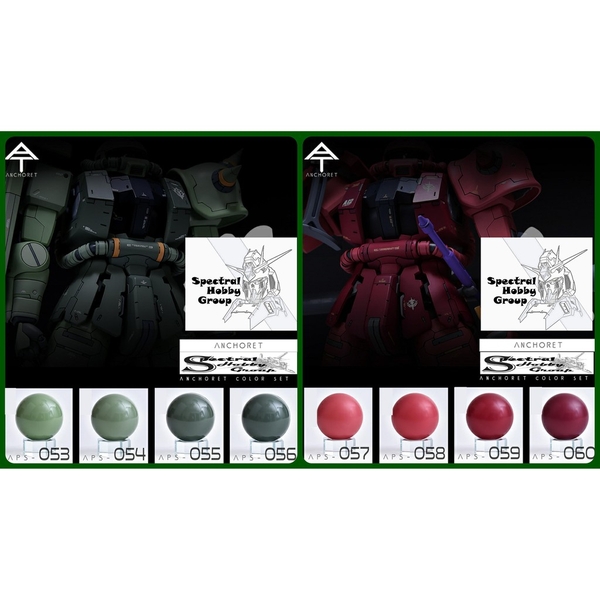 Sơn mô hình Anchoret 053 - 060 Zeon Zaku Color Red / Pink / Green lacquer paint series