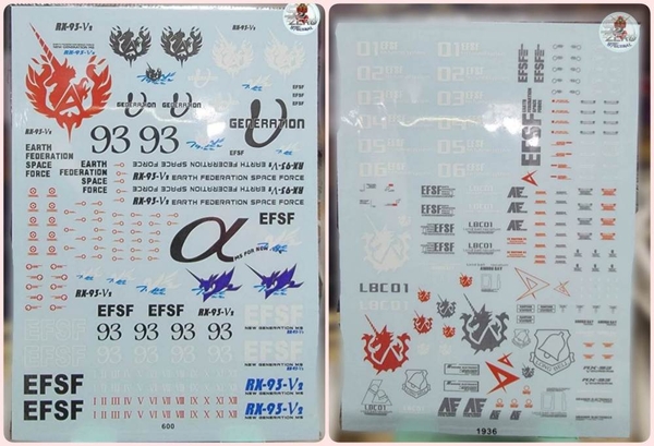 Decal nước dán mô hình cho Hinu Nu RX93 Custom MG HG