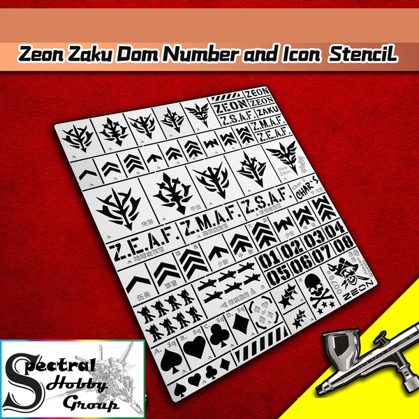 Dụng cụ ALEXEN AJ0076 Metal masking logo số chữ Zeon Zaku Dom Record Number Logo