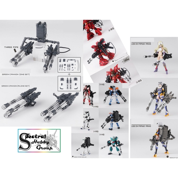 Phụ kiện lắp ráp mô hình HG RG 1/144 Weapon Green Cannon cho gundam - pretty girl armor PA các loại