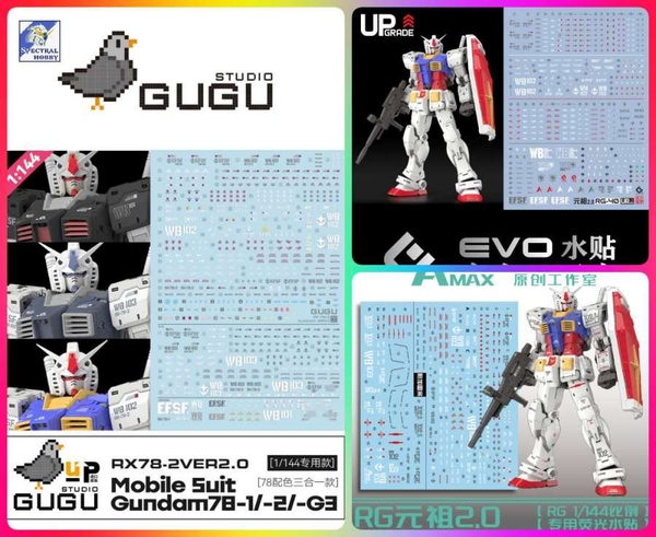 Decal nước dán mô hình RG RX-78-2 2.0 các loại Water sticker