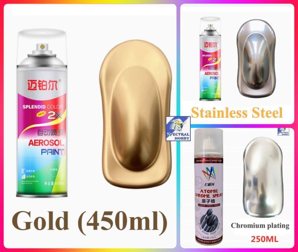 Sơn xịt siêu bóng metal anti-rust Chrome / Stainless / Silver / Gold electroplating color spray paint