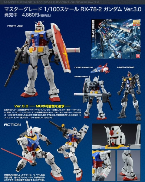 Mô hình lắp ráp MG 1/100 RX-78-2 Gundam Ver 3.0 RX78 BANDAI