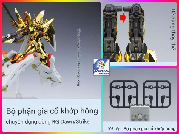 PHụ kiện mô hình gia cố khớp hông dòng RG frame sẵn parts leg optimization PK-107