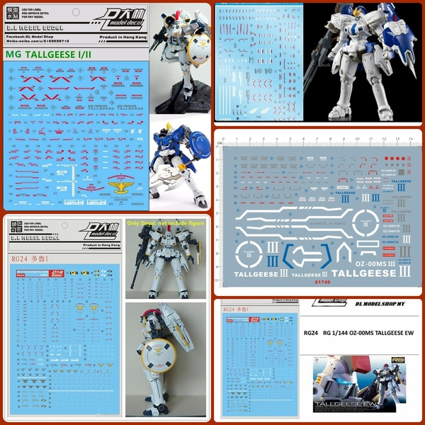 Decal nước mô hình MG RG tallgeese I II III FLUEGEL EW gundam wing các loại Water sticker