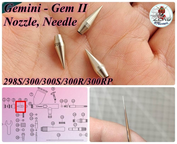 Phụ kiện bút sơn (kim sơn, béc) nozzle needle Gemini Gem 298S/300/300S/300R/300RP