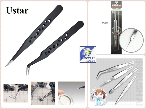 Dụng cụ nhíp gắp gundam tool mô hình - nhíp ngược cong dẹt nhọn manwah ustar các loại