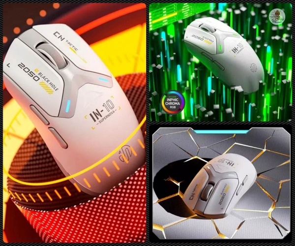 Chuột không dây gaming INPHIC IN10 bluetooth 3 mode cảm biến PAW3395 8000hz led RGB wireless 2.4g