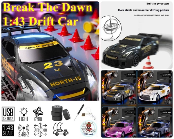 Ô tô điều khiển RC Gyro Drift Car 1:43 mini racing 2.4G 4WD - Break The Dawn (BRRRRT)