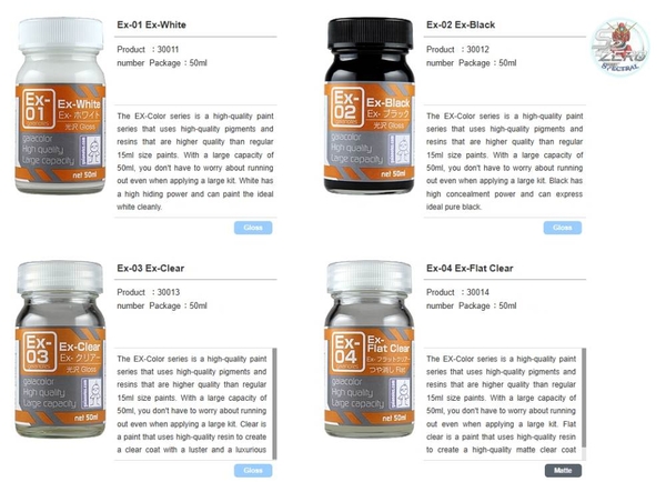 Sơn mô hình Gaia EX color series lacquer paint (white black clear gold silver...)