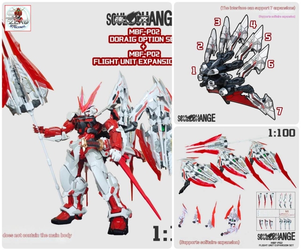 Phụ kiện mô hình 1/100 Dragon Sword Flight unit (+sừng Horn) Astray gundam seed series (mg/mb/hirm) Soulchange