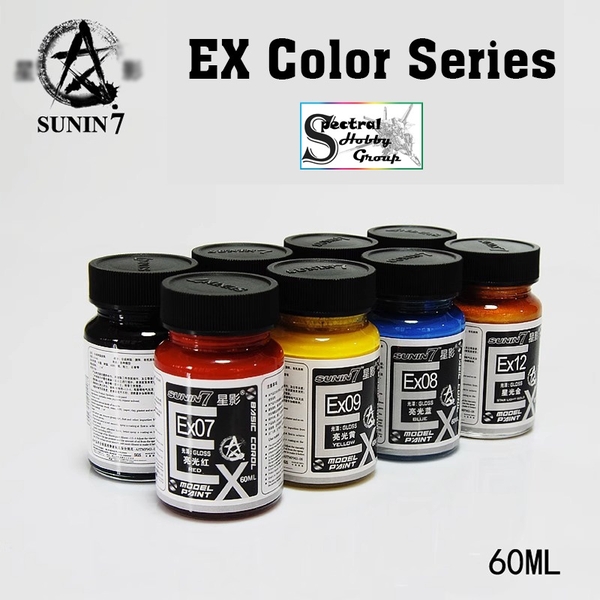 Sơn mô hình cao cấp Sunin Ex series 60ml paint red blue yellow silver gold flat black white color