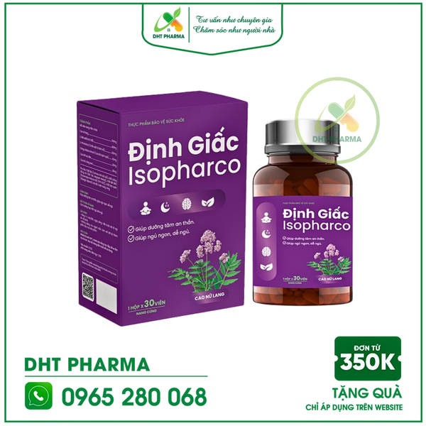 TPBVSK Định Giấc Isopharco - Dưỡng tâm an thần, hỗ trợ ngủ ngon sâu giấc (Hộp 30 viên)