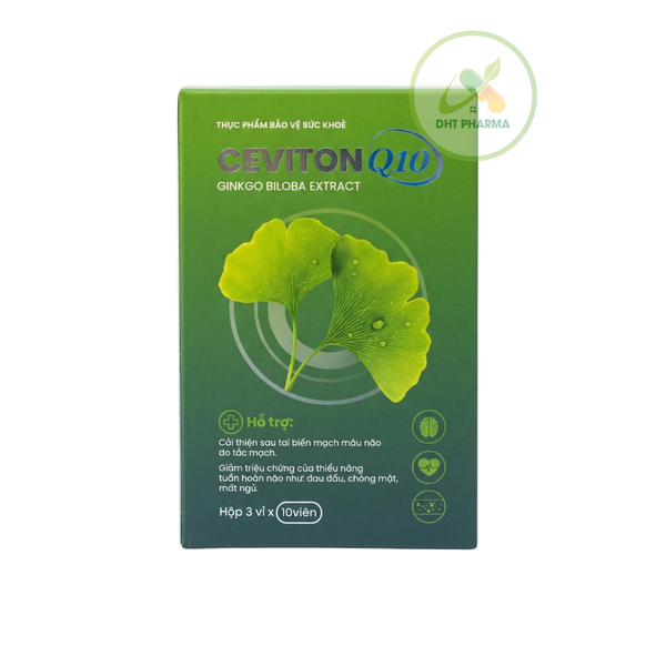 Hoạt Huyết Ceviton Q10 Hỗ Trợ Tuần Hoàn Máu Não, Giảm Đau Đầu Chóng Mặt, Bổ Não Hoạt Huyết Hộp 30 Viên