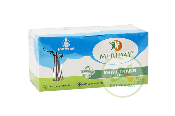 Khẩu trang y tế Meriday Econ 3 lớp màu xanh