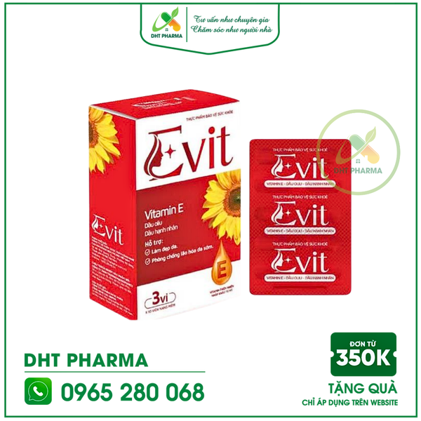Viên uống Evit - Bổ sung Vitamin E, Dầu Oliu & Dầu Hạnh Nhân hỗ trợ chống lão hóa, làm đẹp da Hộp 30 viên