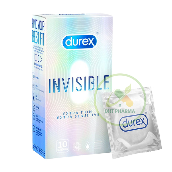 Bao cao su Durex Invisible Extra Thin Extra Sensitive siêu mỏng chân thực, kéo dài thời gian