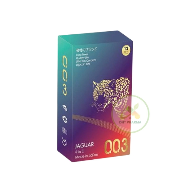 Bao cao su gân gai Nhật Bản JAGUAR 0.03 Lidocain 10% siêu mỏng, kéo dài thời gian