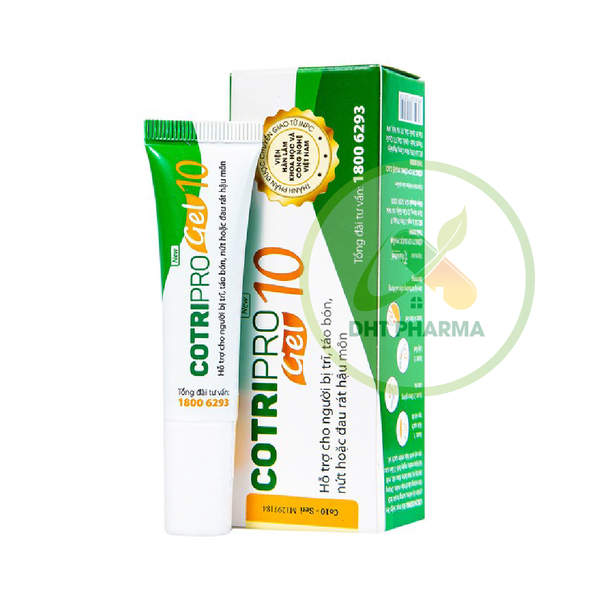 Kem Bôi Trĩ Cotripro Gel 10G hỗ trợ cho người bị trĩ táo bón nứt hoặc đau rát hậu môn