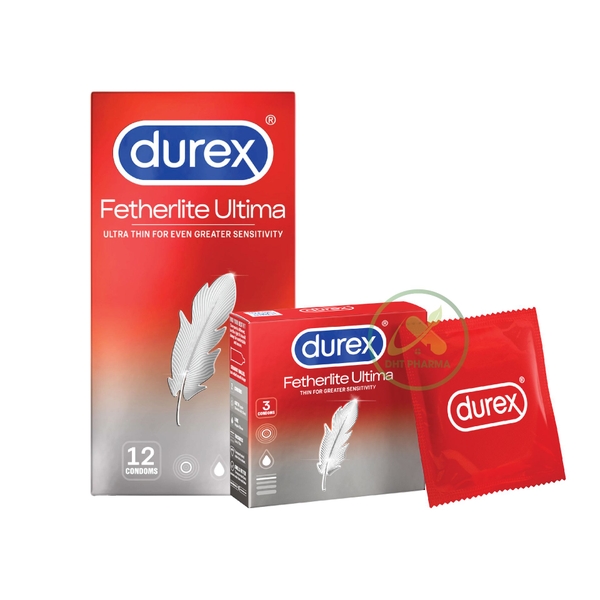 Bao cao su Durex Fetherlite Ultima thiết kế siêu mỏng, cảm giác mượt mà hơn (Hộp 12 cái)