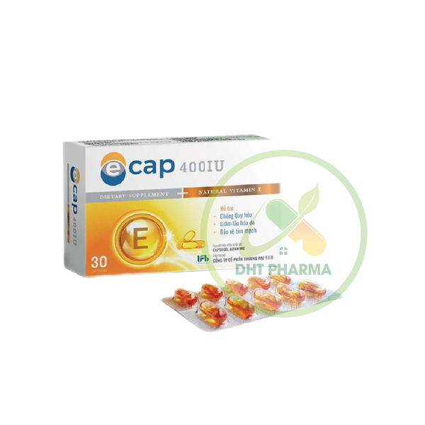 Ecap 400 IU Bổ sung vitamin E hỗ trợ chống oxy hóa giảm lão hóa da, bảo vệ tim mạch