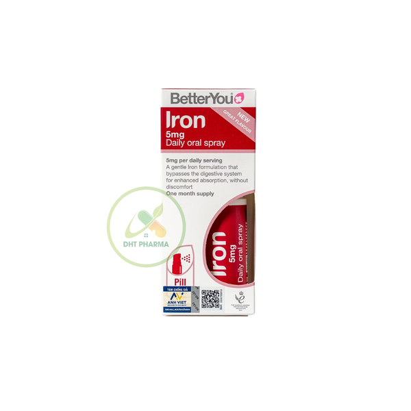 TPBVSK Iron 5 Oral Spray BetterYou Bổ sung sắt dạng xịt làm tăng đề kháng, giảm mệt mỏi (Lọ 25ml)