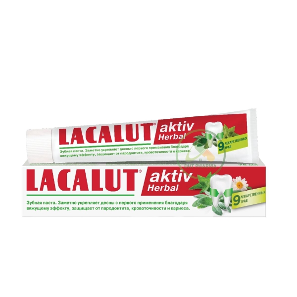 Kem đánh răng Lacalut Aktiv Herbal ngăn ngừa viêm nướu chảy máu chân răng tụt lợi