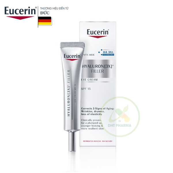 Kem dưỡng giảm nếp nhăn vùng mắt Eucerin Hyaluron [3X]+ Filler Eye Cream SPF15