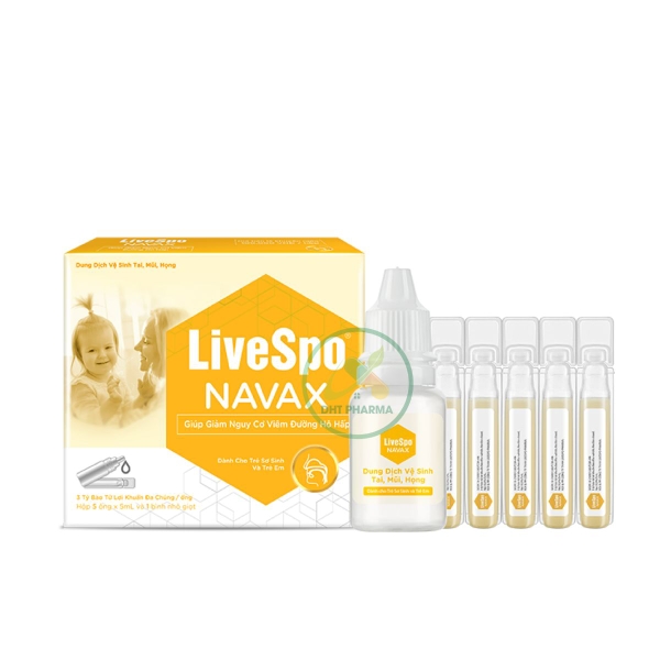 LiveSpo NAVAX Kids vệ sinh tai mũi họng giúp giảm nguy cơ viêm đường hô hấp (Hộp 5 ống x 5ml)